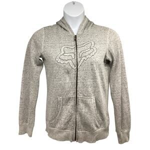 Fox Racing Womens Beige Zip Up Hoodie Jacket Large Stretch Pockets